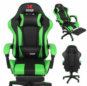 Xgaming геймърски стол с поставка за крака - черно-зелен