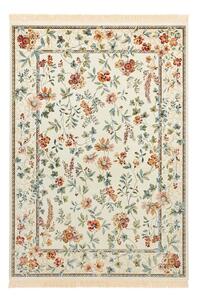 Кремав килим от вискоза 95x140 cm Oriental Flowers – Nouristan