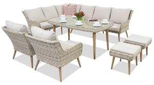 Градински мебели Bilbao Comida 7 + 2 пуфа Garden Point пясък