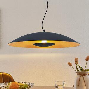 Lindby Висяща лампа Narisara, Ø 80 cm, E27, черно-златиста, Затъмняване, Черен, Дневна/трапезария, Метал, Модерен