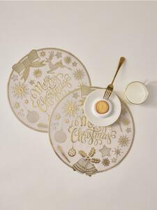Sinsay - Кръгли коледни подложки за маса с надпис Merry Christmas 2 pack - бял