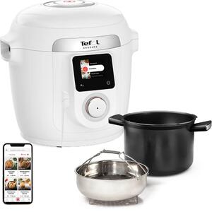 Мултифункционален уред за готвене Tefal Cook4Me Wi-Fi 10 in 1 CY9621F2, 6l вместимост, 6 програми за готвене, смарт контрол, 1600W, бял