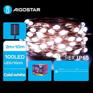 Aigostar - LED Соларни коледни лампички 100xLED/8 функции 12 м IP65 студено бял