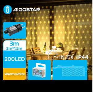 Aigostar - LED Екстериорни Коледни лампички 200xLED/8 функции 6x1,5m IP44 топло бял