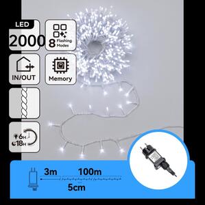 Aigostar - LED външен коледен гирлянд 2000xLED/8 функции 103m IP44 студено бяло