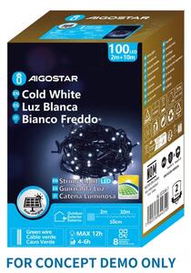 Aigostar - LED соларен коледен гирлянд 300xLED/8 режима 32m IP65 студено бяло 1200 mAh