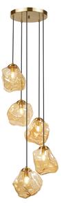 Полилей на кабел CRISTAL 5xE14/15W/230V месинг/димчато бежово