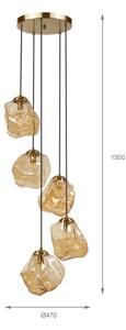 Полилей на кабел CRISTAL 5xE14/15W/230V месинг/димчато бежово
