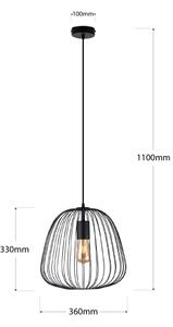 Подвесен полилей OVELLA 1xE27/15W/230V, диаметър 36 cm, черен