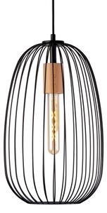 Полилей на кабел OVELLA 1xE27/15W/230V, диам. 25 см, черен/бор