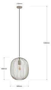 Подвесен полилей на кабел OVELLA 1xE27/15W/230V Ø 34 см бежов