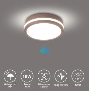 BRILAGI - LED външно осветително тяло със сензор BENE LED/18W/230V Ø 21,5 cm кафяво IP54