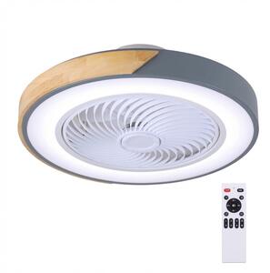 Brilagi - LED димируемо осветително тяло с вентилатор LED/38W/230V 50 см сиво/дъб + дистанционно управление