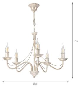 Полилей на верига ANTON 5xE14/60W/230V бяла патина