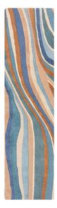 Синя ръчно изработена вълнена пътека 60x230 cm Abstract Flow – Flair Rugs