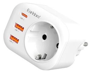 Контакт Earldom ES-SC18, 1 гнездо, 1x USB-C, 2x USB-A, бял