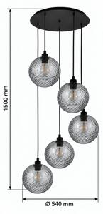 BRILAGI - LED полилей на кабел RETRO GLASS 5xE27/60W/230V черен/опушен сив