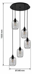 BRILAGI - LED полилей на кабел RETRO GLASS 5xE27/60W/230V черен/опушено сиво