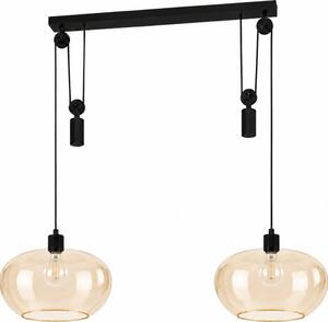 BRILAGI - LED Полилей на кабел RETRO GLASS 2xE27/40W/230V черен/димно бежово