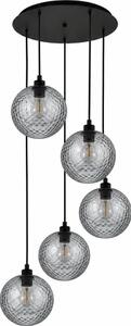 BRILAGI - LED полилей на кабел RETRO GLASS 5xE27/60W/230V черен/опушен сив