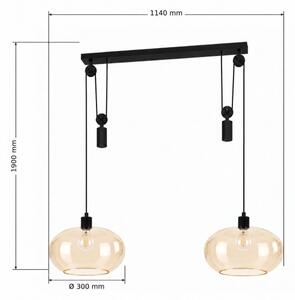 BRILAGI - LED Полилей на кабел RETRO GLASS 2xE27/40W/230V черен/димно бежово