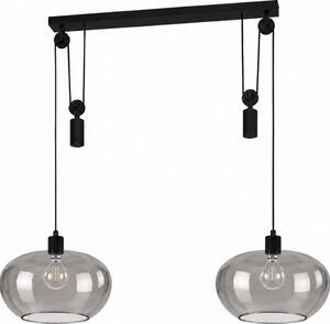 BRILAGI - LED Полилей на кабел RETRO GLASS 2xE27/40W/230V черно/опушено сиво