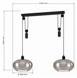 BRILAGI - LED Полилей на кабел RETRO GLASS 2xE27/40W/230V черно/опушено сиво