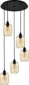 BRILAGI - LED полилей на кабел RETRO GLASS 5xE27/60W/230V черен/опушено кафяв