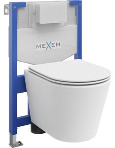 Mexen комплект за вграждане WC стелаж Fenix XS-F с тоалетна чиния Rico и падаща седалка, бял мат - 68030724001