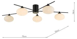Där Lighting JAS5422 - Плафонен полилей JASPER 5xG9/25W/230V черен