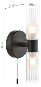 Där Lighting BOL0922 - Стенна лампа за баня BOLTON 2xG9/5W/230V IP44 черна