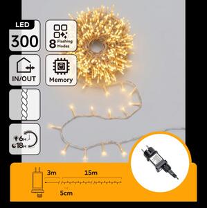 Aigostar - LED външна коледна гирлянда 300xLED/8 функции 18m IP44 топла бяла светлина