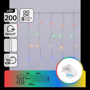 Aigostar - LED външен коледен гирлянд 200xLED/8 режима 3xAA 13x0,4m IP44 многоцветен