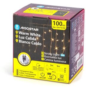 Aigostar - LED външен коледен гирлянд 100xLED/8 функции 8x0,4m IP44 топла бяла