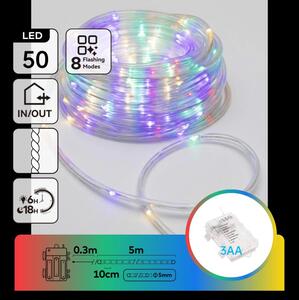 Aigostar - Външна коледна LED гирлянда, 50 LED, 8 режима, 3xAA, 5,3 m, IP44, многоцветна