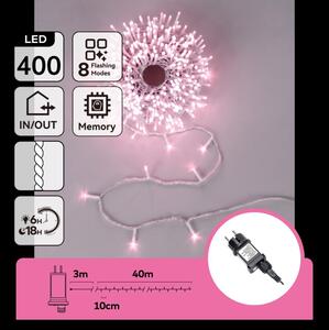 Aigostar - LED Външна коледна гирлянда 400xLED/8 функции 43m IP44 розова