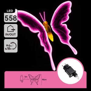 Aigostar - LED външна декорация 558xLED 90 cm IP44 пеперуда/розова