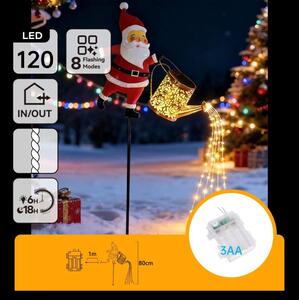 Aigostar- LED външна коледна декорация 120xLED/3xAA/8 функции 80 см IP44 Santa/топла