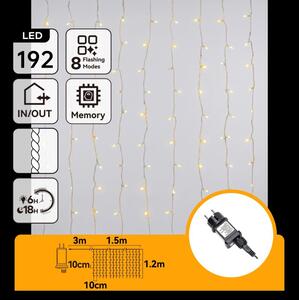 Aigostar - LED външна коледна верига 192xLED/8 функции 4,5x1,2m IP44 топла бяла светлина