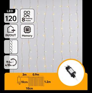 Aigostar - LED външна коледна гирлянда 120xLED/8 функции 3,9x1,2m IP44 топла бяла