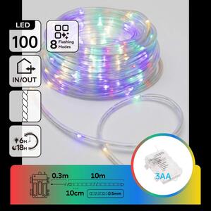 Aigostar-LED външна коледна гирлянда с 100 LED, 8 режима, 3xAA, 10,3m, IP44, многоцветна