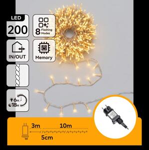 Aigostar - LED външна коледна гирлянда 200xLED/8 функции 13m IP44 топла бяла