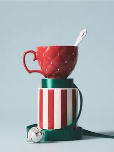 Sinsay - Керамична чаша с капитониран десен и апликация от кристали - червeн