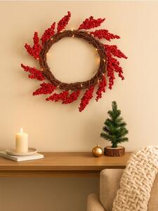 Sinsay - Коледен декоративен венец с LED светлини - червeн