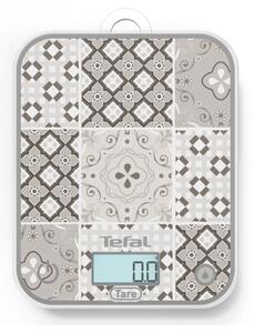 Кухненска везна Tefal Optiss BC50D6V0, До 5 кг, ТАРА, LCD, Стъкло, Големи цифри, Сив/декоративен десен