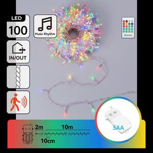 Aigostar - LED димируема външна гирлянда със сензор 100xLED/3xAA 12m многоцветна + дистанционно управление