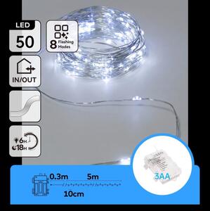 Aigostar - LED гирлянд 50xLED/3xAA 5,3m студено бяло