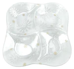 Стъклена чиния с коледен мотив за сервиране ø 28,5 cm Frosty Flakes – Dakls