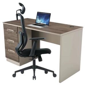 Комплект NovaEdge & ComfortPro – Бюро със страничен шкаф и ергономичен офис стол с фиксирана лумбална опора