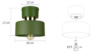 Плафон IGNIA 1xE27/60W/230V зелен/златен